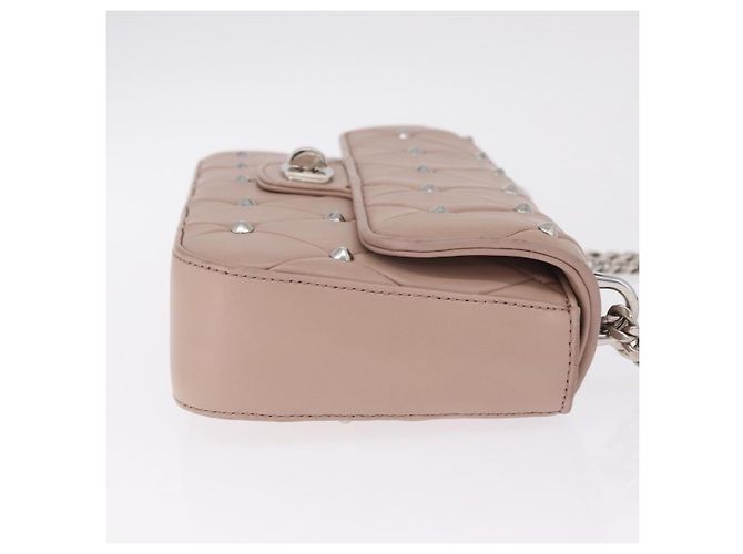 Miu Miu Studs Chain Shoulder Bag Leather Pink Silver - vista 3