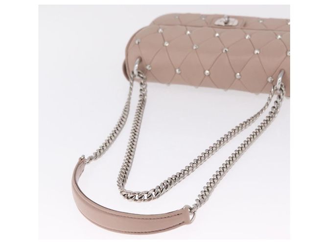 Miu Miu Studs Chain Shoulder Bag Leather Pink Silver - vista 7