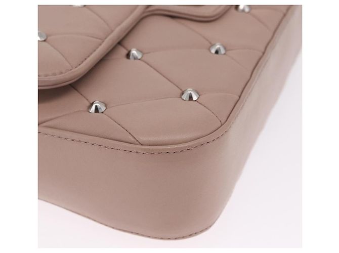 Miu Miu Studs Chain Shoulder Bag Leather Pink Silver - vista 9