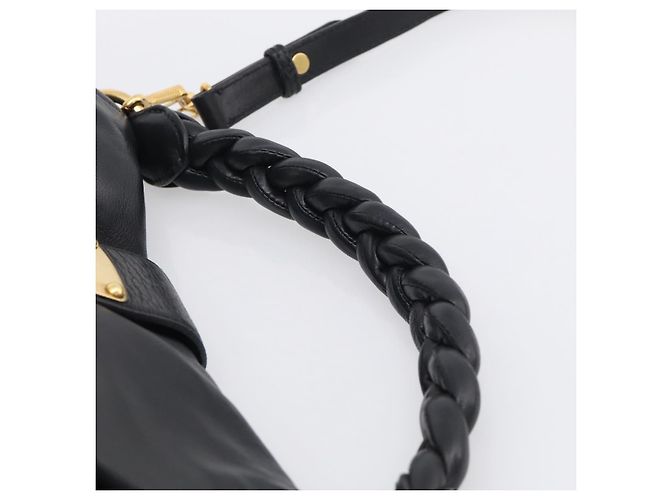 Miu Miu Gathered Hand Bag Leather 2way Black Gold - vista 14