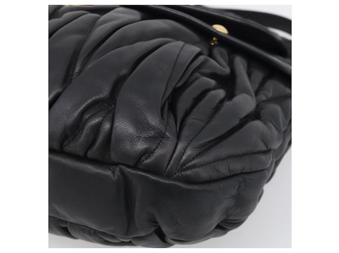 Miu Miu Gathered Hand Bag Leather 2way Black Gold - vista 16