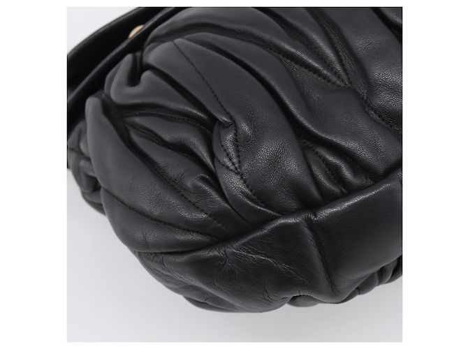 Miu Miu Gathered Hand Bag Leather 2way Black Gold - vista 17