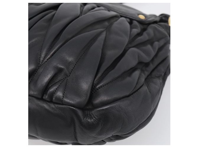 Miu Miu Gathered Hand Bag Leather 2way Black Gold - vista 18