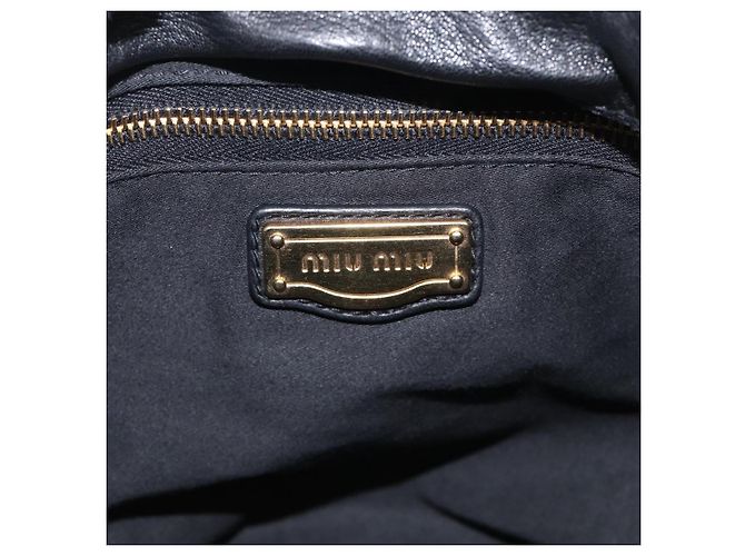 Miu Miu Gathered Hand Bag Leather 2way Black Gold - vista 24