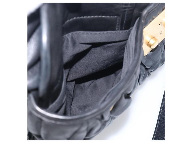 Miu Miu Gathered Hand Bag Leather 2way Black Gold - vista 29