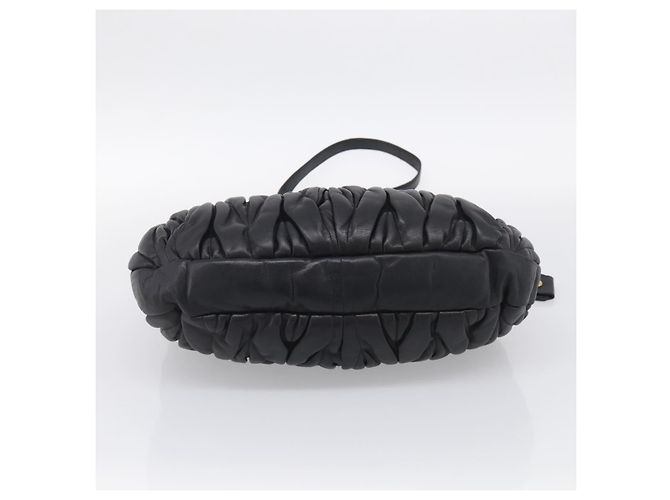 Miu Miu Gathered Hand Bag Leather 2way Black Gold - vista 5