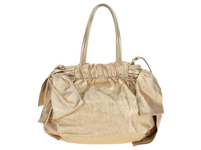 PRADA Hand Bag Leather 2way Gold - vista 13