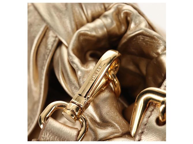 PRADA Hand Bag Leather 2way Gold - vista 22