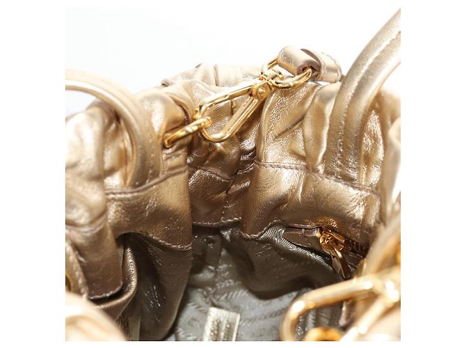PRADA Hand Bag Leather 2way Gold - vista 24