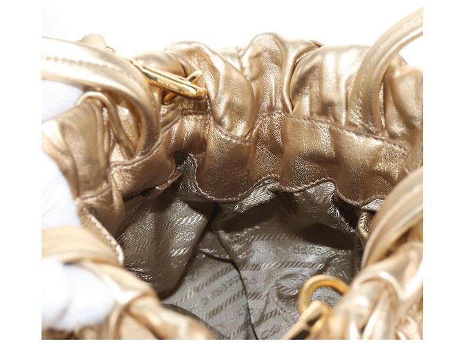 PRADA Hand Bag Leather 2way Gold - vista 26