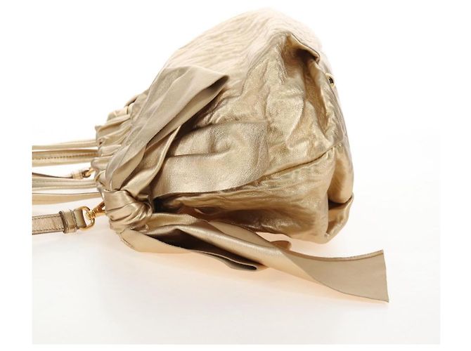 PRADA Hand Bag Leather 2way Gold - vista 3