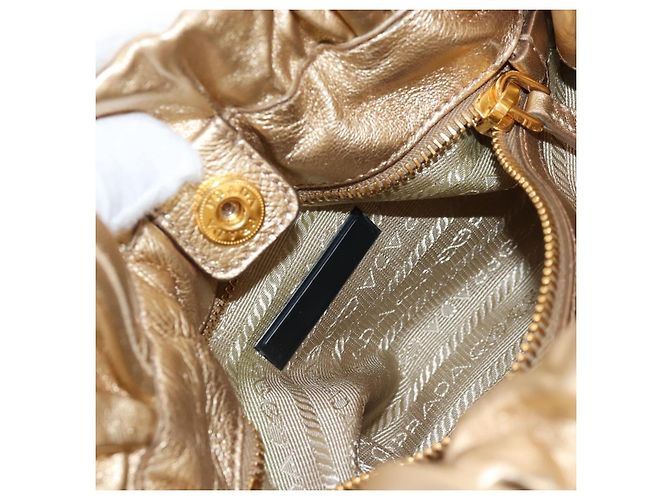 PRADA Hand Bag Leather 2way Gold - vista 30