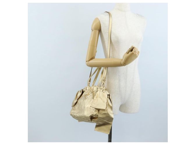 PRADA Hand Bag Leather 2way Gold - vista 31