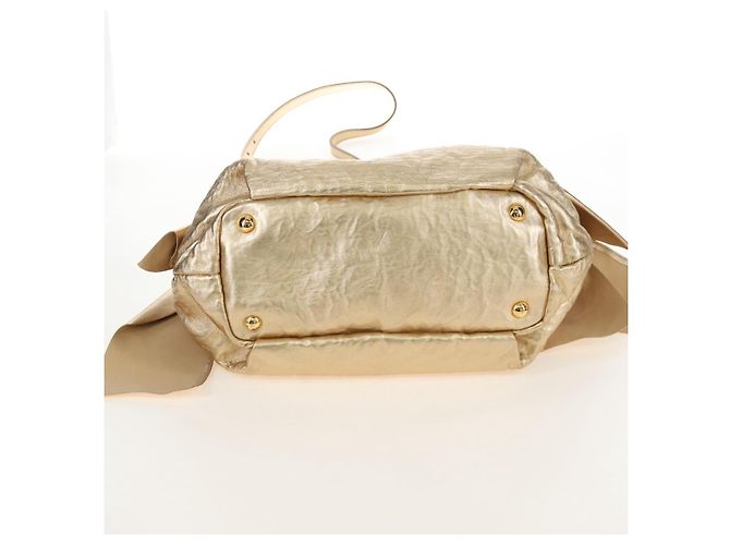 PRADA Hand Bag Leather 2way Gold - vista 5