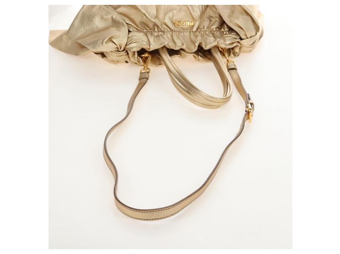 PRADA Hand Bag Leather 2way Gold - vista 8