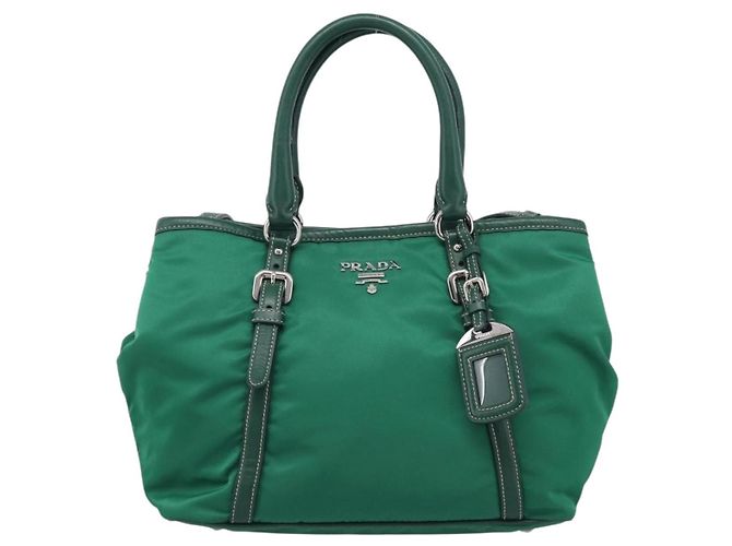 PRADA Handtasche Nylon 2way Grün Silber - Ansicht 13