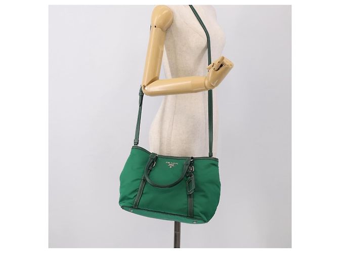PRADA Handtasche Nylon 2way Grün Silber - Ansicht 29
