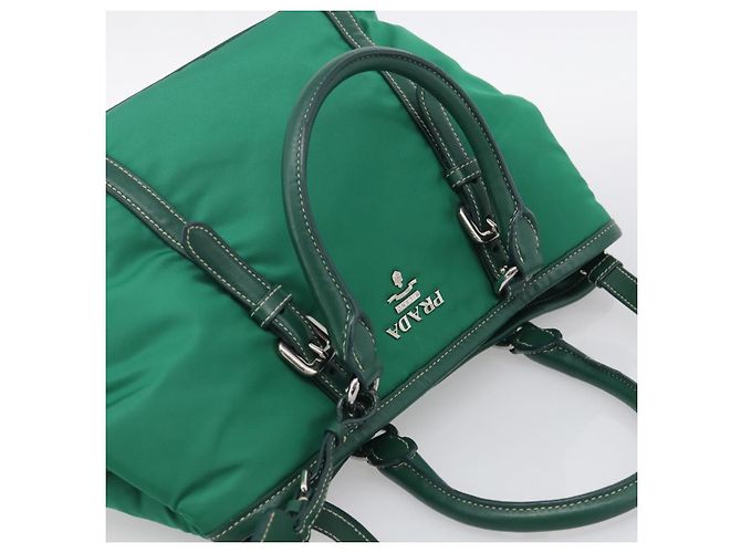 PRADA Handtasche Nylon 2way Grün Silber - Ansicht 6