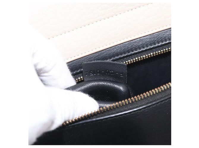 Trapèze Céline CELINE Trapeze Hand Bag Leather 2way Beige Gold - vista 12