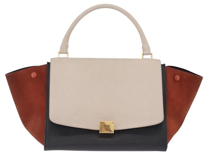 Trapèze Céline CELINE Trapeze Hand Bag Leather 2way Beige Gold - vista 13