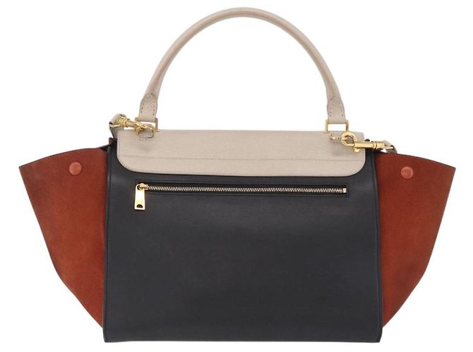 Trapèze Céline CELINE Trapeze Hand Bag Leather 2way Beige Gold - vista 2