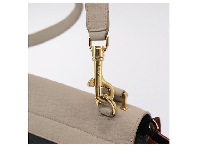 Trapèze Céline CELINE Trapeze Hand Bag Leather 2way Beige Gold - vista 20