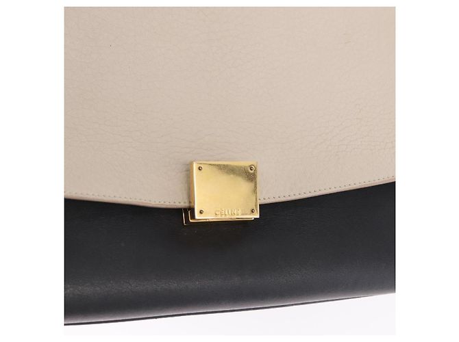 Trapèze Céline CELINE Trapeze Hand Bag Leather 2way Beige Gold - vista 21