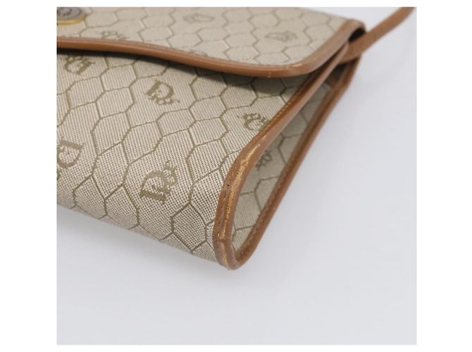 Christian Dior Honeycomb Canvas Shoulder Bag PVC Beige Gold - vista 10