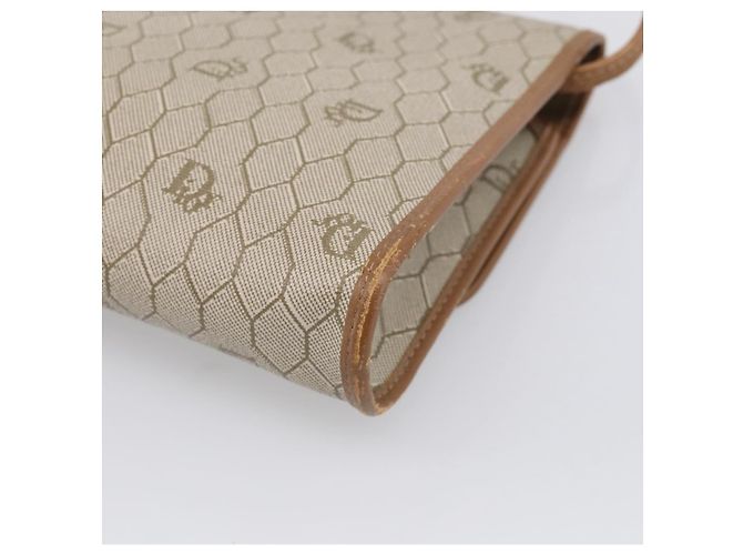Christian Dior Honeycomb Canvas Shoulder Bag PVC Beige Gold - vista 12