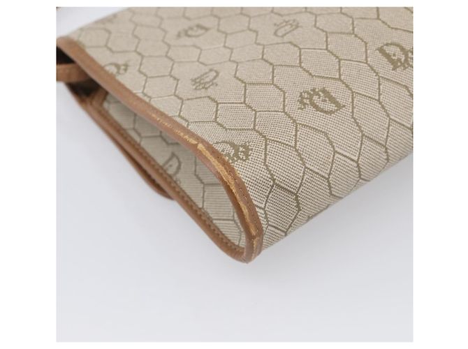 Christian Dior Honeycomb Canvas Shoulder Bag PVC Beige Gold - vista 13