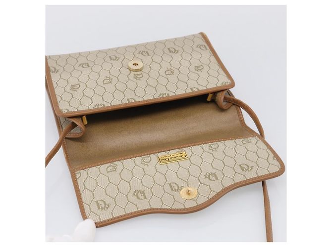 Christian Dior Honeycomb Canvas Shoulder Bag PVC Beige Gold - vista 15