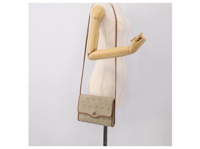 Christian Dior Honeycomb Canvas Shoulder Bag PVC Beige Gold - vista 20