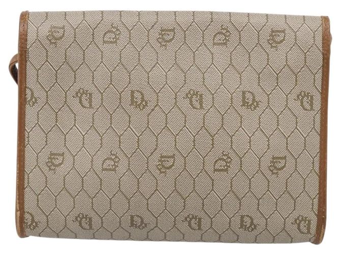Christian Dior Honeycomb Canvas Shoulder Bag PVC Beige Gold - vista 3