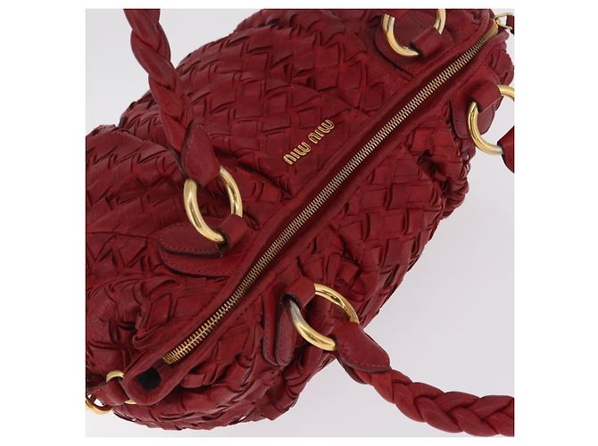 Miu Miu Hand Bag Leather Red Gold - vista 6