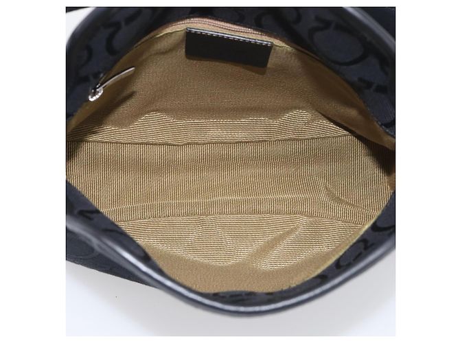 Salvatore Ferragamo Gancini Shoulder Bag Canvas Black Silver - vista 11
