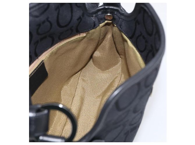 Salvatore Ferragamo Gancini Shoulder Bag Canvas Black Silver - vista 17