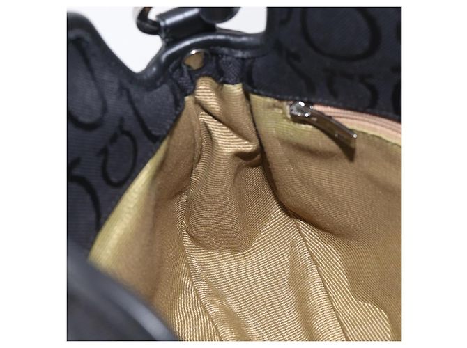 Salvatore Ferragamo Gancini Shoulder Bag Canvas Black Silver - vista 18