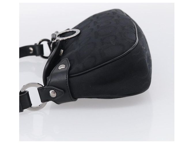 Salvatore Ferragamo Gancini Shoulder Bag Canvas Black Silver - vista 3
