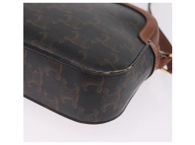 Céline CELINE Triomphe Shoulder Bag PVC Leather Black Gold Tone - vista 17