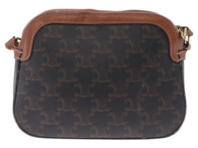 Céline CELINE Triomphe Shoulder Bag PVC Leather Black Gold Tone - vista 2