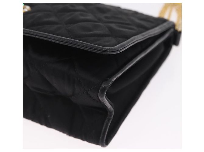 CHANEL Matelasse Chain Shoulder Bag Nylon Black Gold Tone CC - vista 15