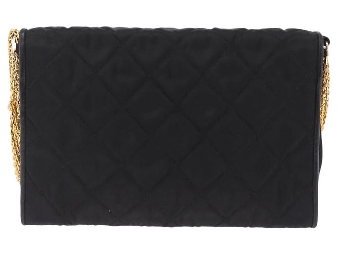 CHANEL Matelasse Chain Shoulder Bag Nylon Black Gold Tone CC - vista 2
