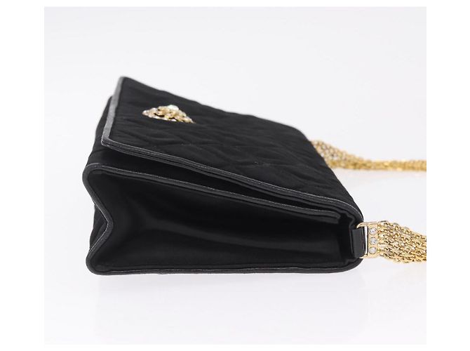 CHANEL Matelasse Chain Shoulder Bag Nylon Black Gold Tone CC - vista 3