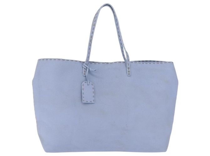 FENDI Celeria Tote Bag Leder Hellblau Silber 8BH088 - Ansicht 13
