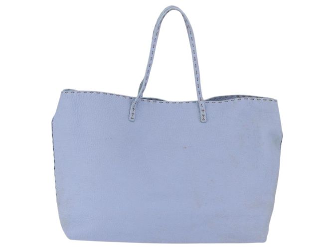 FENDI Celeria Tote Bag Leder Hellblau Silber 8BH088 - Ansicht 2