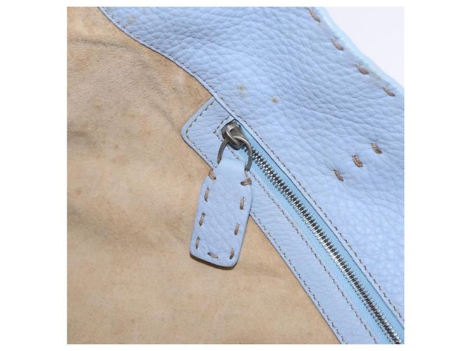 FENDI Celeria Tote Bag Leder Hellblau Silber 8BH088 - Ansicht 20