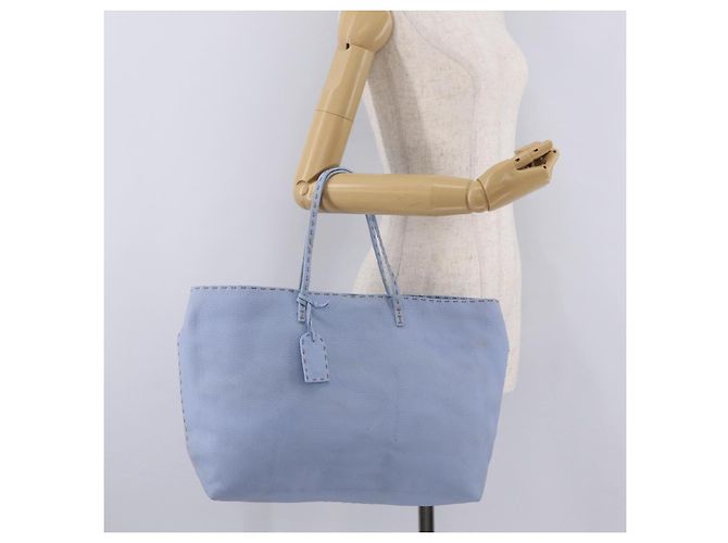 FENDI Celeria Tote Bag Leder Hellblau Silber 8BH088 - Ansicht 22
