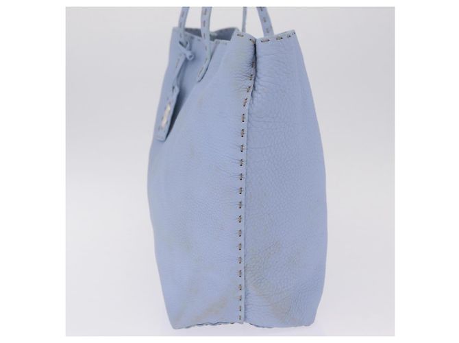 FENDI Celeria Tote Bag Leder Hellblau Silber 8BH088 - Ansicht 3