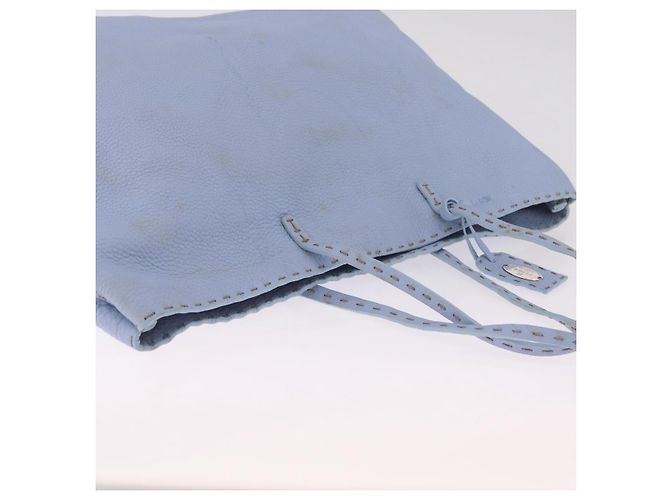 FENDI Celeria Tote Bag Leder Hellblau Silber 8BH088 - Ansicht 7