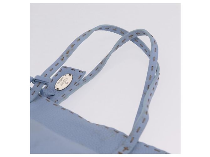 FENDI Celeria Tote Bag Leder Hellblau Silber 8BH088 - Ansicht 9